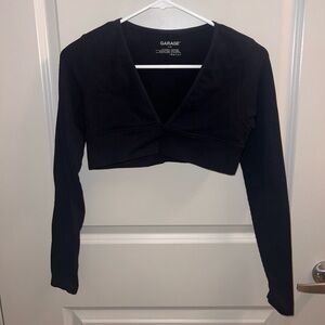 Garage V-Neck Long Sleeve Crop Top